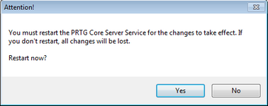 PRTG Server Administrator Confirm Service Restart