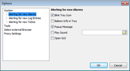 Windows GUI System Settings for Alerting